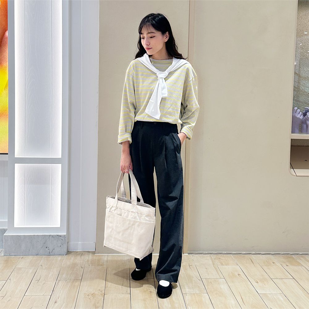 基本單品｜男有機棉水洗粗織船領九分袖T恤